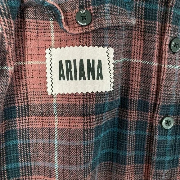 Ariana Grande Plaid Flannel Shirt Womens Size Medium Large Pink Ombre Bleached - Picture 5 of 15